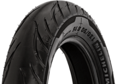Close-up of the tread Michelin Commander III Cruiser 140/75 R17 67 V Front TL M/C