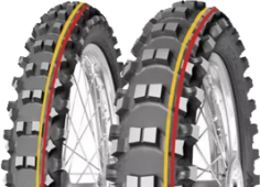 Close-up of the tread Mitas Terra Force - MX SAND 120/80-19 63 M Rear TT NHS Red, Red, SAND