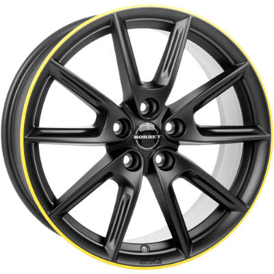 Borbet LX19 black matt rim yellow 8,00x19 5x112,00 ET50,00